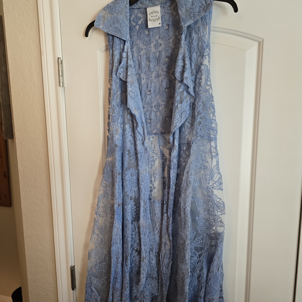 Fleur de Lis Collection Light Blue Lace Dress Vest